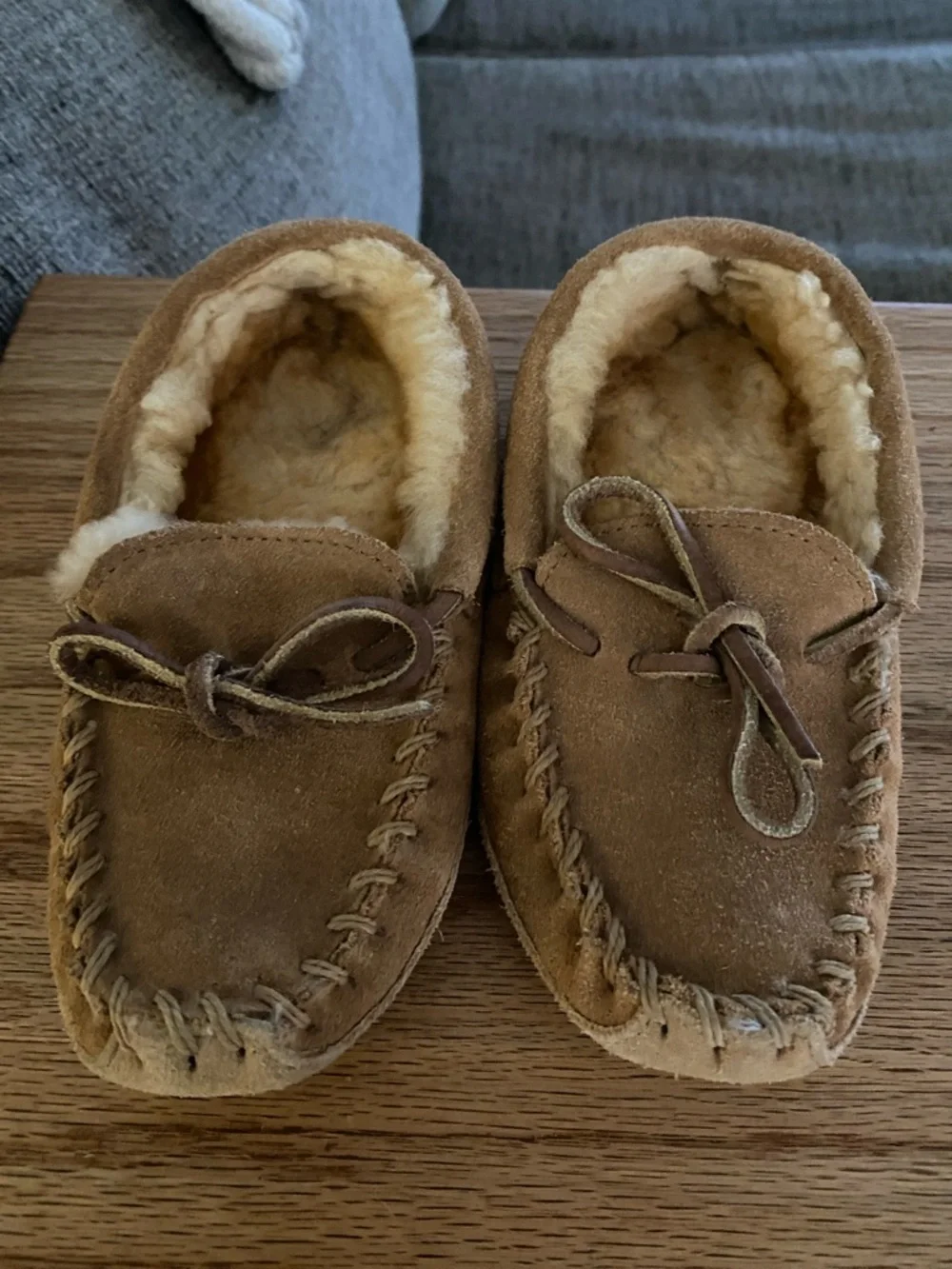 L.L. Bean Kids Chestnut Suede Moccasin Slippers